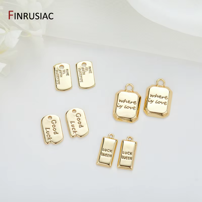 Étiquette porte-bonheur plaquée or 14 carats, pendentif de marque Kpop Hip-Pop, composant de fabrication de bijoux de luxe à la mode