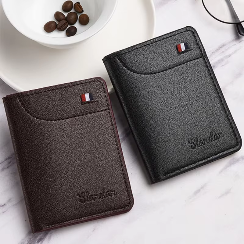 Nouveau Portefeuille Ultra Fin en Cuir PU Souple – Mini Porte-Cartes de Crédit