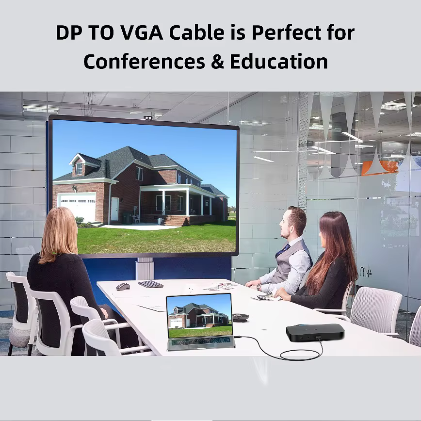 Câble DisplayPort vers VGA 1.8M, convertisseur DP vers VGA, adaptateur 1080P mâle vers mâle pour ordinateur portable, moniteur de bureau, projecteur