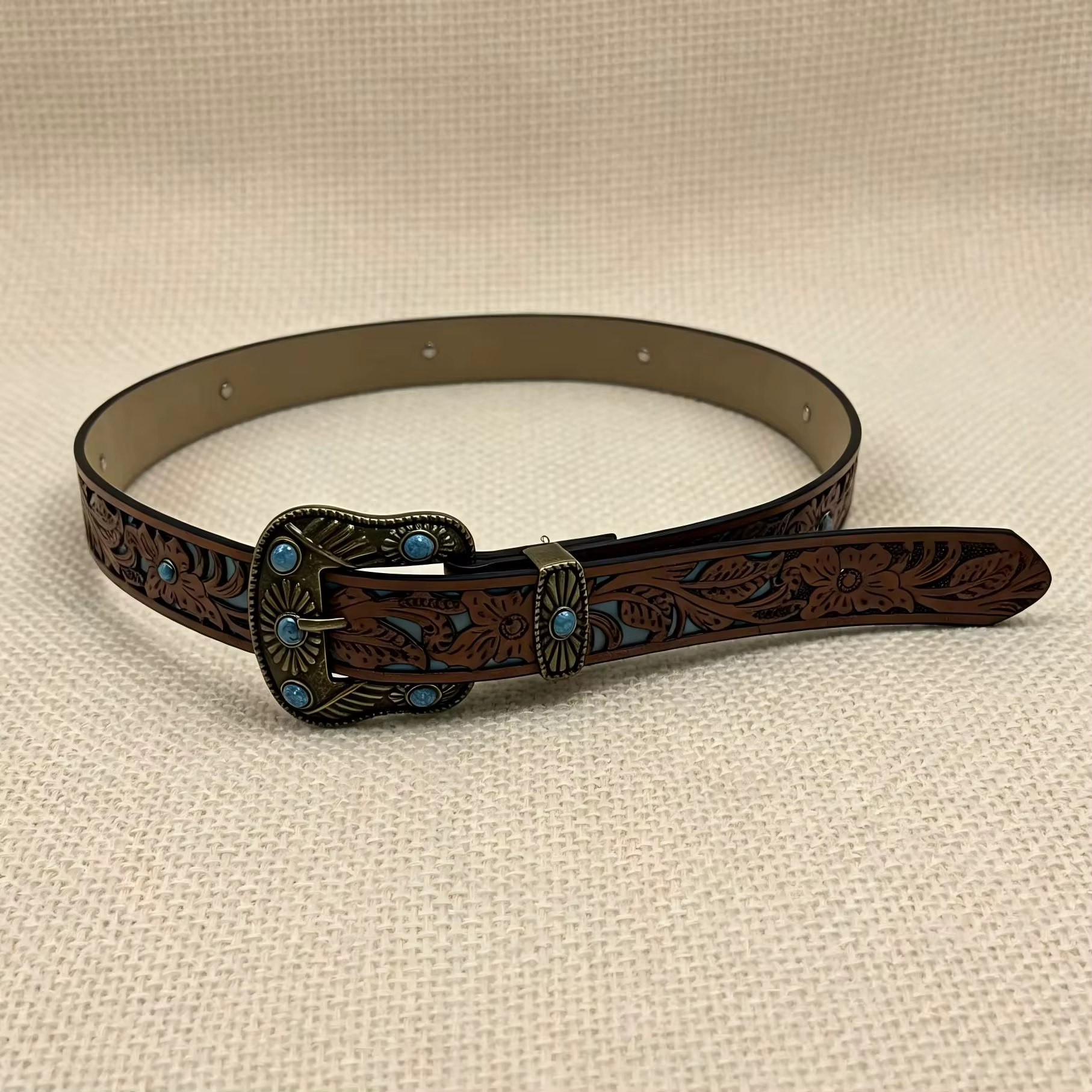 1 ceinture unisexe avec perles bleues