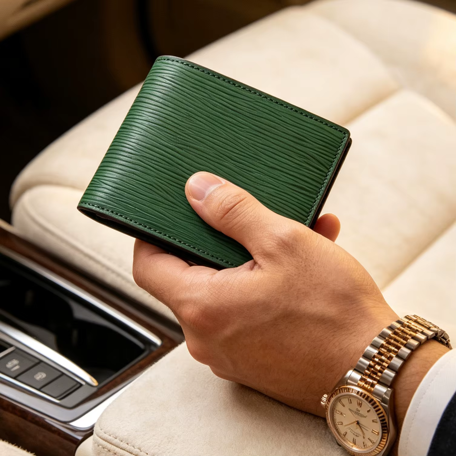 Hiram Beron – portefeuille à deux volets pour hommes, nom personnalisé, Style robe en cuir EPI, produits de luxe, cadeau pour ami, livraison directe