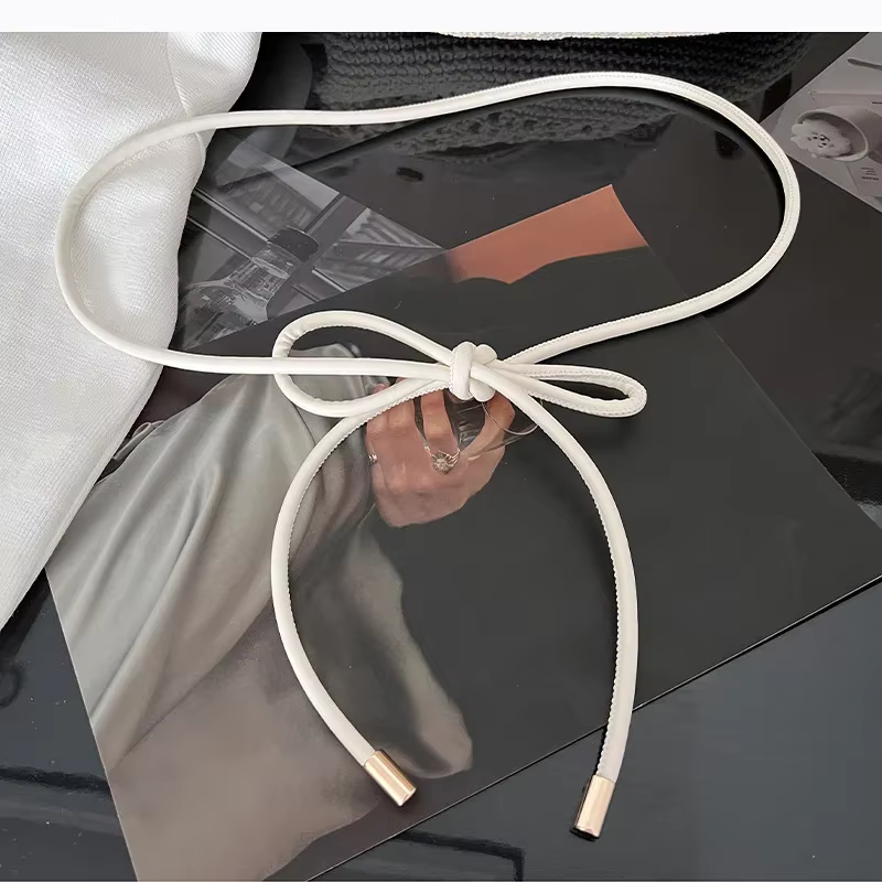 Ceinture ronde en cuir ornée d'un nœud polyvalent pour femme
