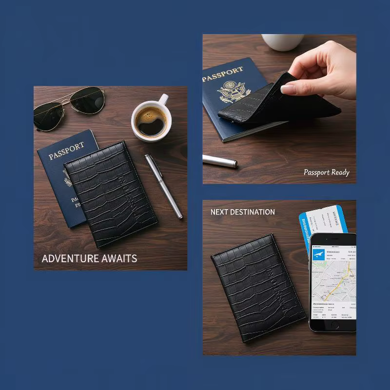 Portefeuille de passeport fonctionnel et imperméable en cuir PU avec emplacements supplémentaires pour cartes de crédit
