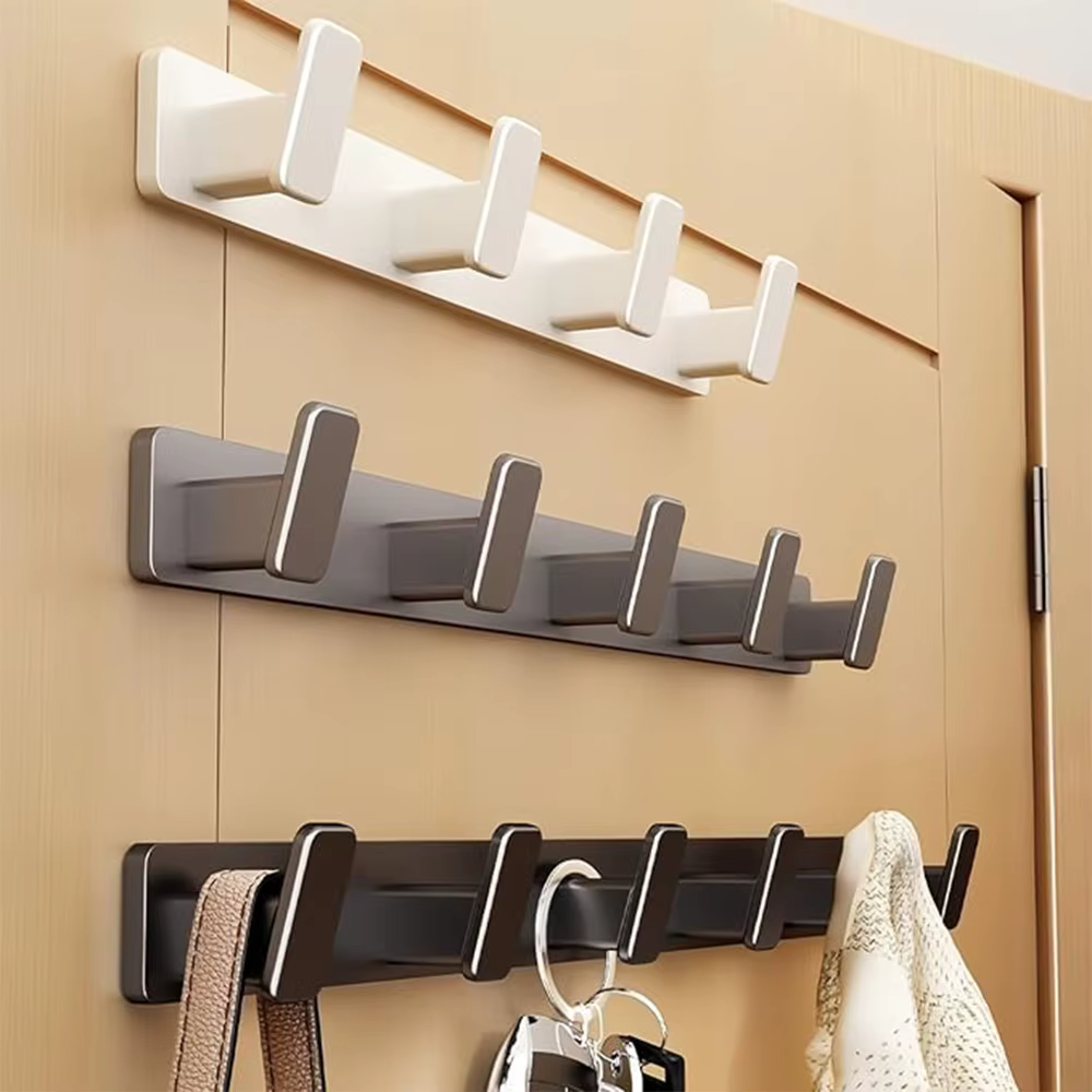 Porte-manteau mural, porte-manteau noir avec 5 crochets, crochets muraux pour suspendre chapeau, sac à clés, serviette, porte-manteau mural