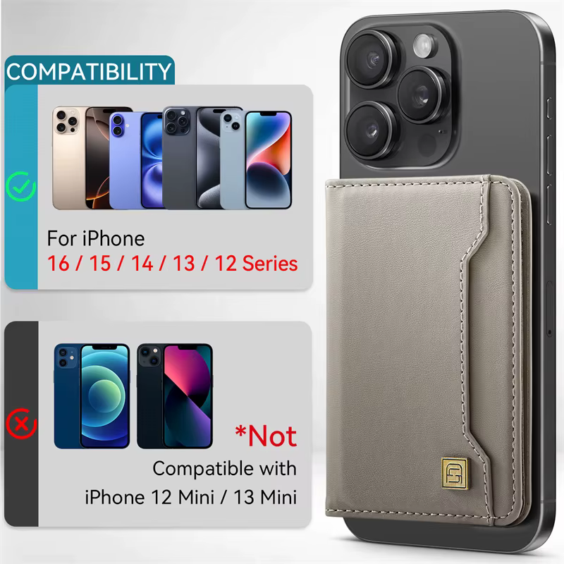Portefeuille magnétique puissant en cuir de qualité supérieure pour hommes, porte-monnaie, porte-cartes, Mini portefeuille pliable pour iPhone Samsung Android