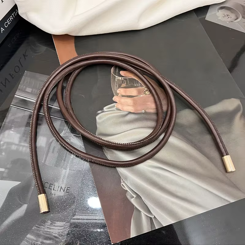 Ceinture ronde en cuir ornée d'un nœud polyvalent pour femme