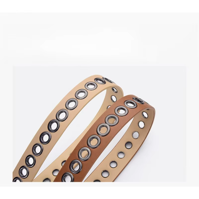 Ceinture en cuir fine et décorative sans trous