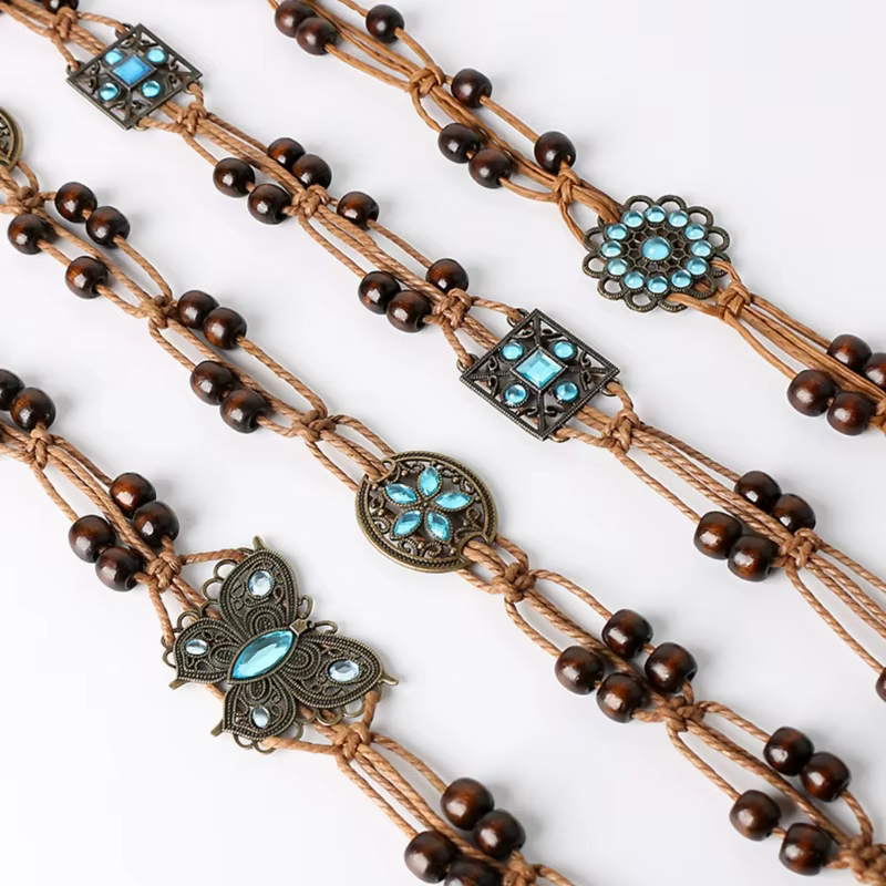 JOBoho-Ceinture tressée à pampilles tissées pour femmes, ceinture à nœud décoré, ceinture à la taille pour filles, ceintures en ULfine, accessoires vestisens