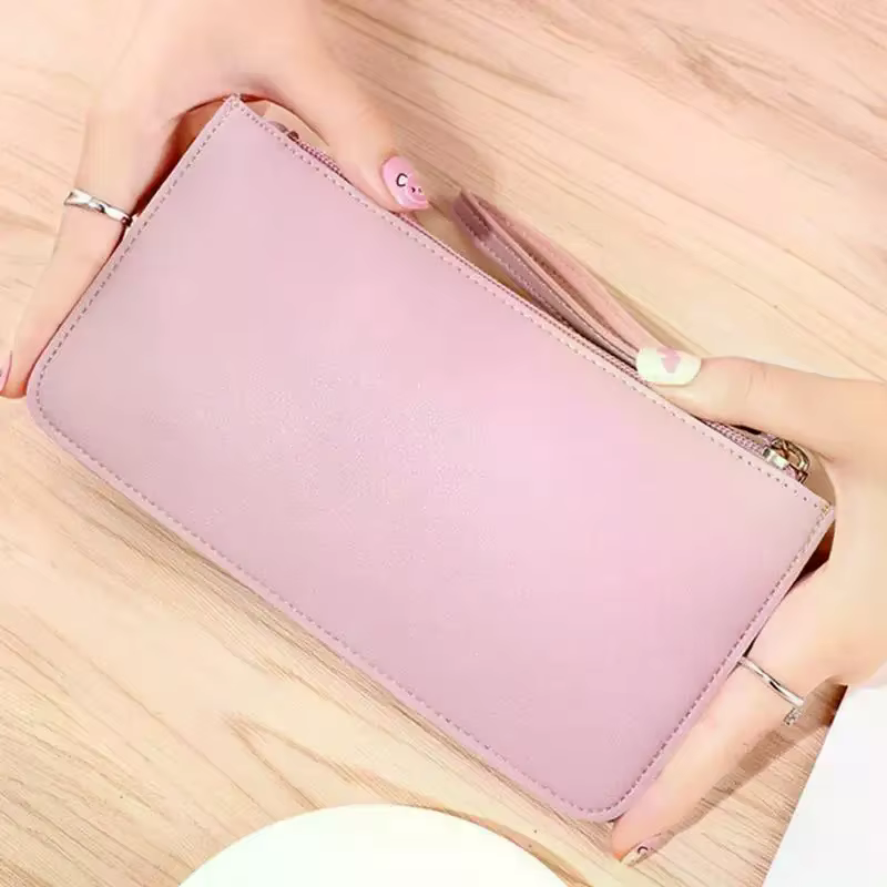 Portefeuille long en cuir PU souple pour femmes