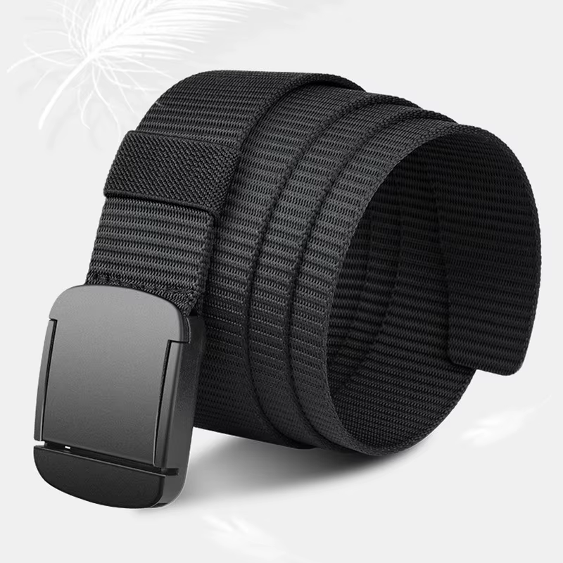Ceinture décontractée pour homme, ceinture en toile à boucle automatique sans métal, ceinture pour jeans homme, adaptée pour les sorties en plein air et le quotidien