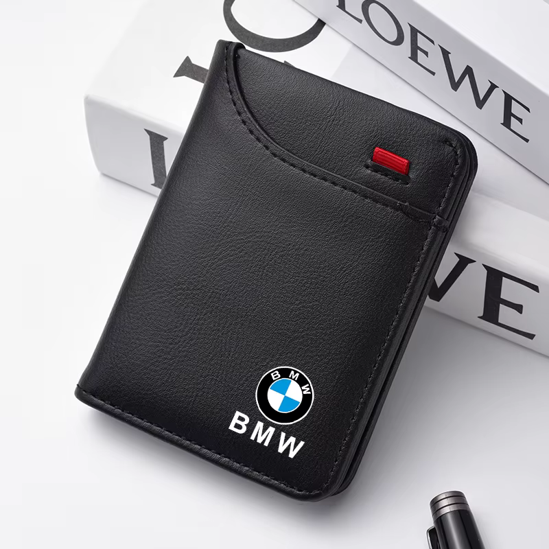 Portefeuille souple en cuir avec emblème de voiture