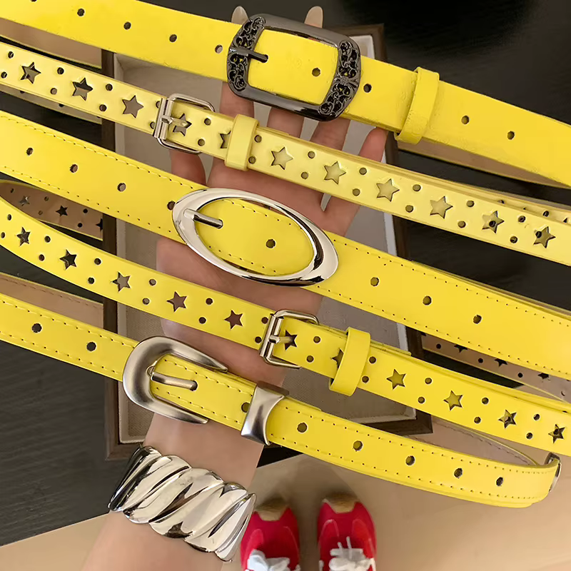 Ceinture d'été Dopamine jaune citron pour femmes, tendance, Simple, sous-culture Y2K, sans poinçon