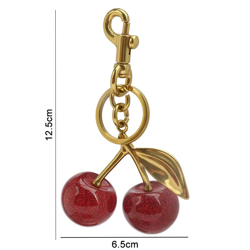 Porte-clés pendentif de sac à main à breloque cerise pour femmes