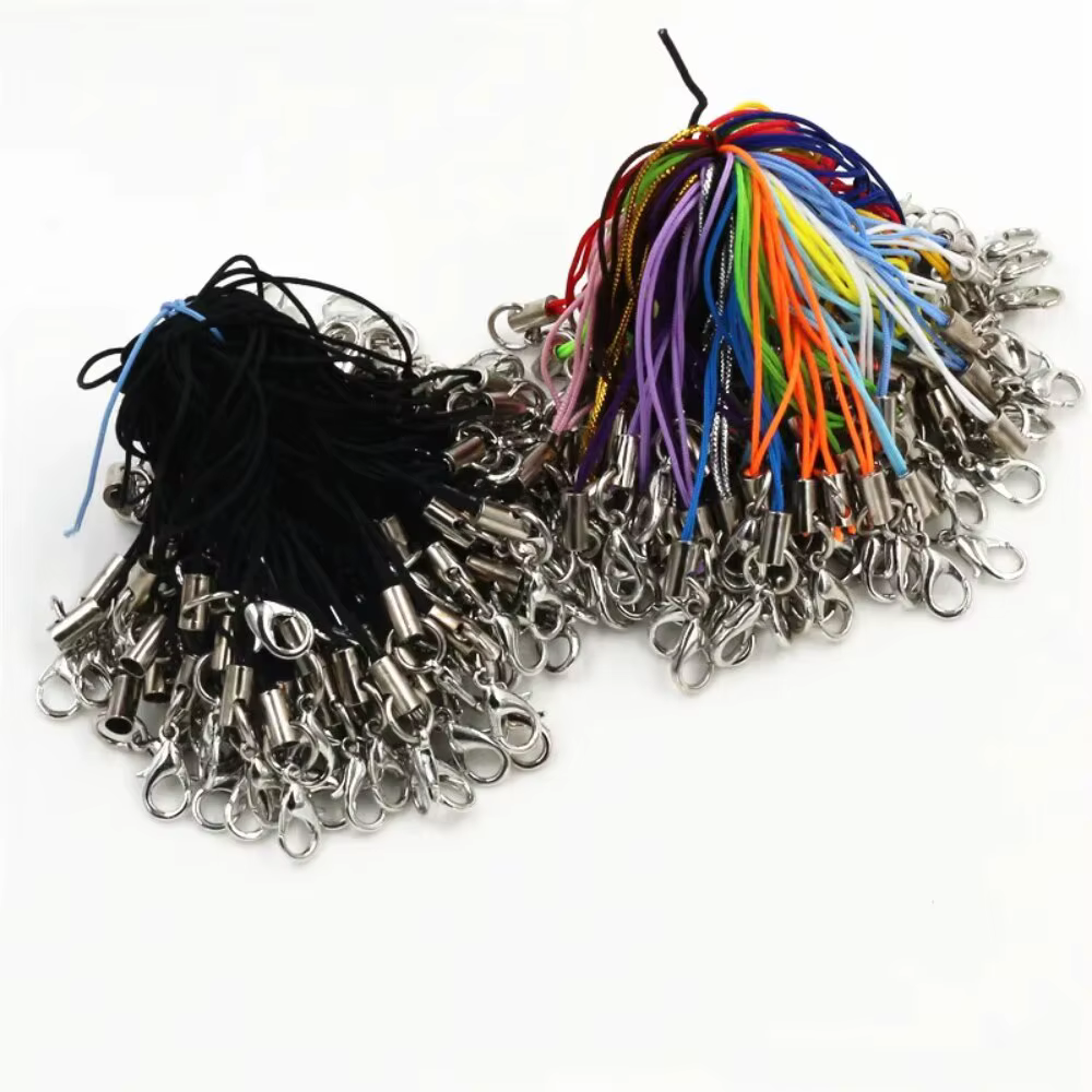100 pièces lanière en Polyester anneau unique fermoir à homard corde porte-clés crochets sangle de téléphone portable accessoires porte-clés