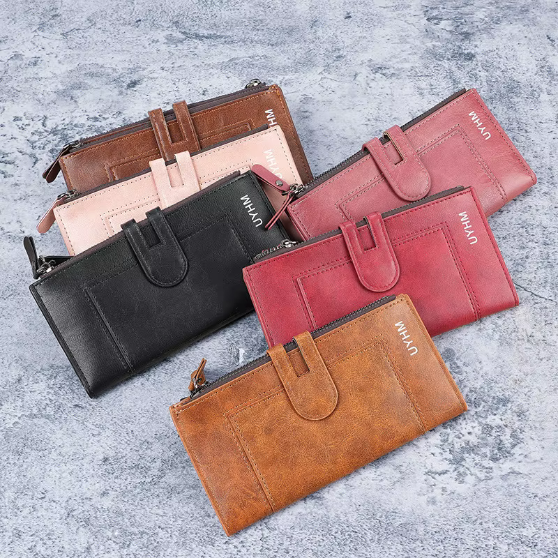 Portefeuille long en cuir PU tendance
