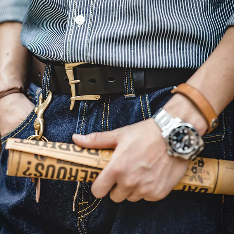 Maden-Ceinture en cuir de vache pour homme