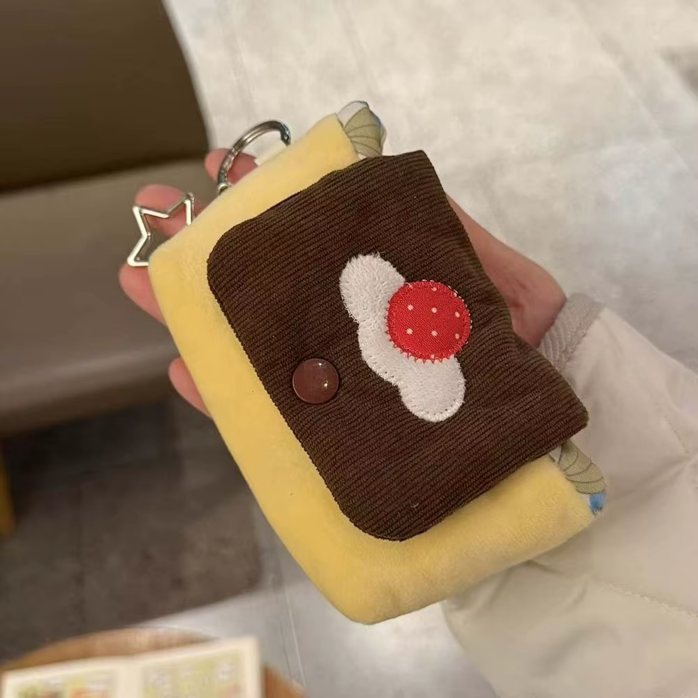 Porte-monnaie en velours doux au design Pudding de cerises