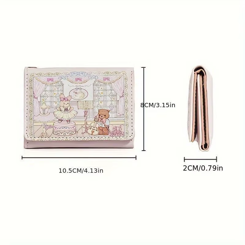 Portefeuille lapin ours série pique-nique de printemps pour fille