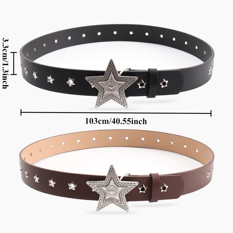 Ceinture à boucle étoile à cinq branches de style occidental tendance