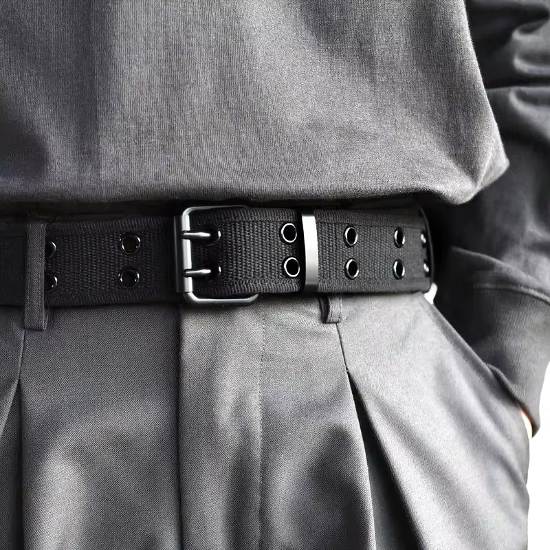 Ceinture pour hommes Double rangée boucle d'aiguille en métal