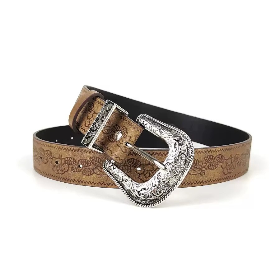 Ceinture rétro marron à boucle