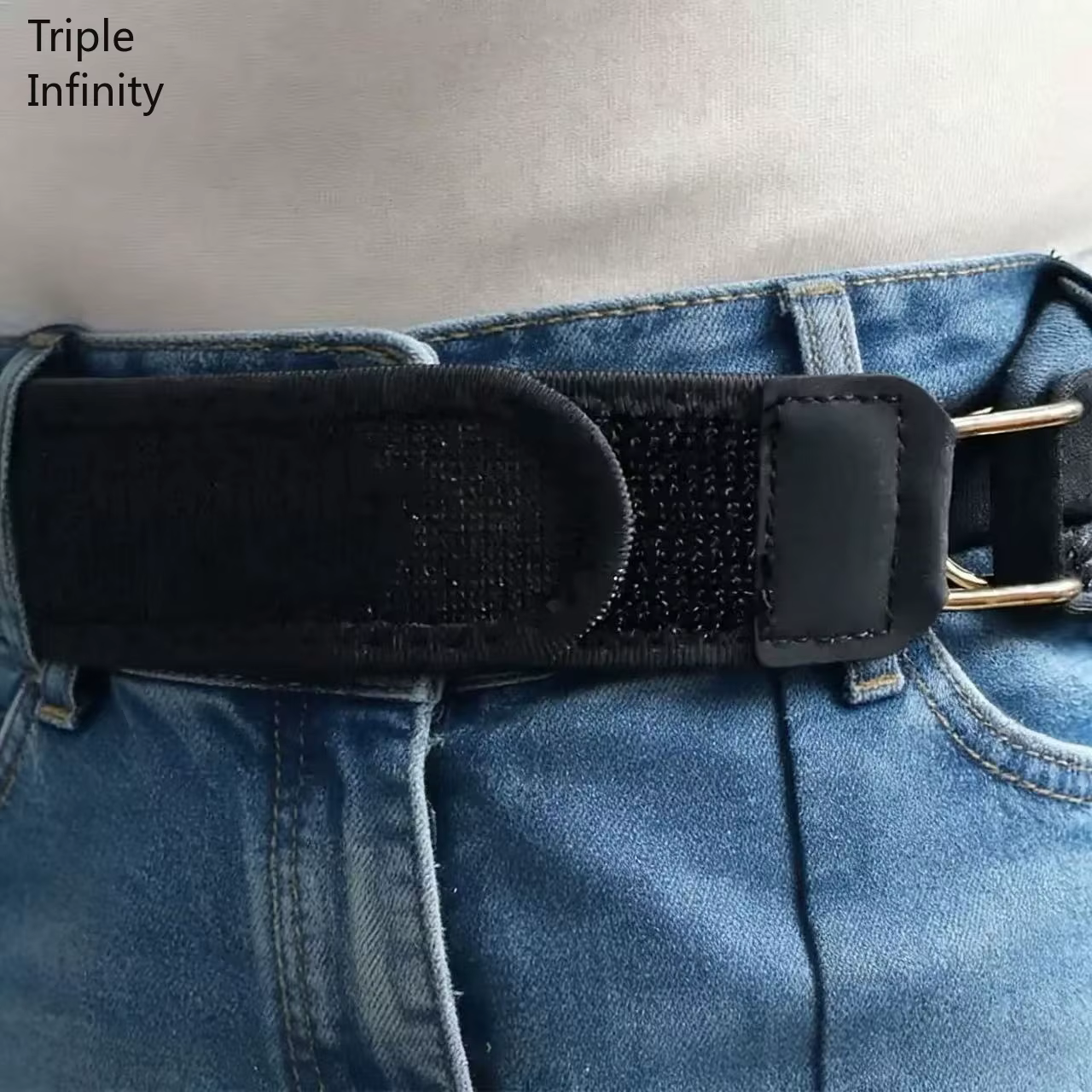 Ceinture invisible pratique 2026 sans boucle, ceinture élastique noire en velcro avec crochet métallique, ceinture extensible pour pantalon de travail en extérieur