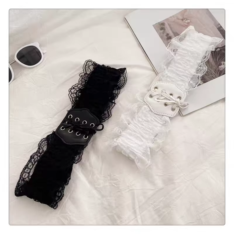 Ceinture élastique en dentelle rétro pour femmes