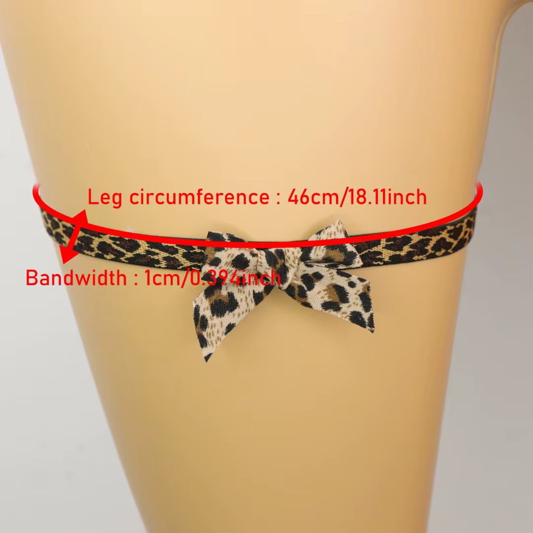 Ceinture de jarret à imprimé léopard avec nœud – Anneau de jambe élastique pour lingerie