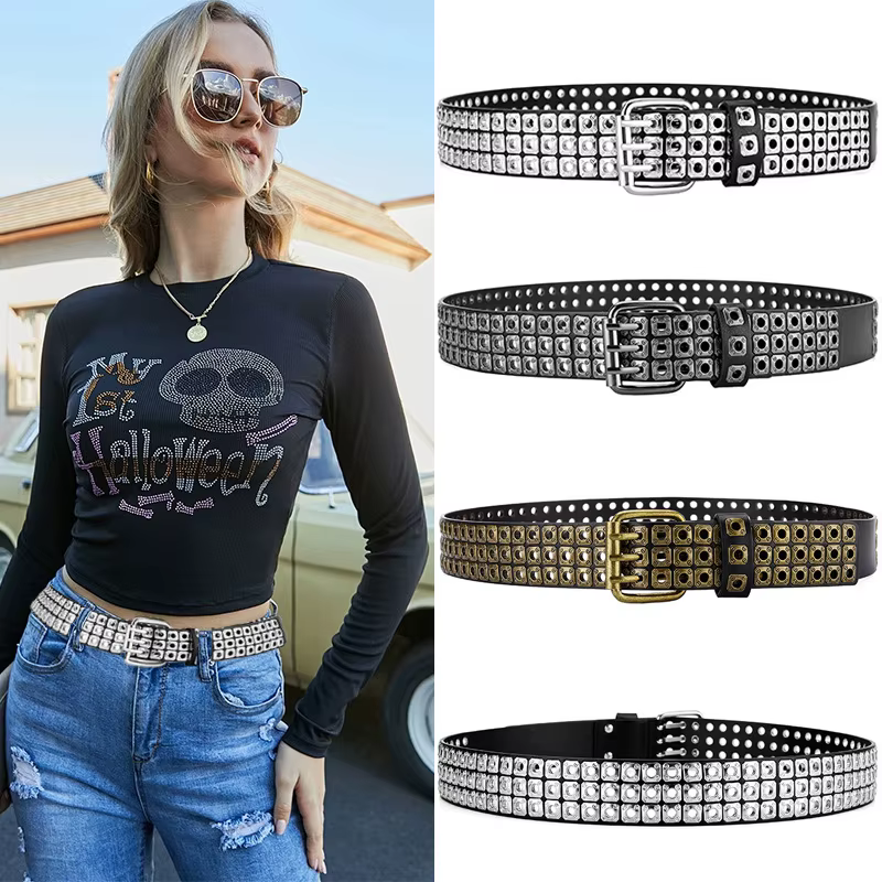 Ceinture pour femmes, perles carrées à la mode