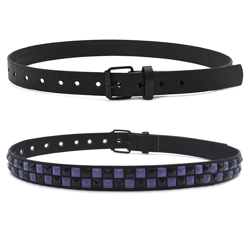 Ceinture Punk à rivets violets pour femmes