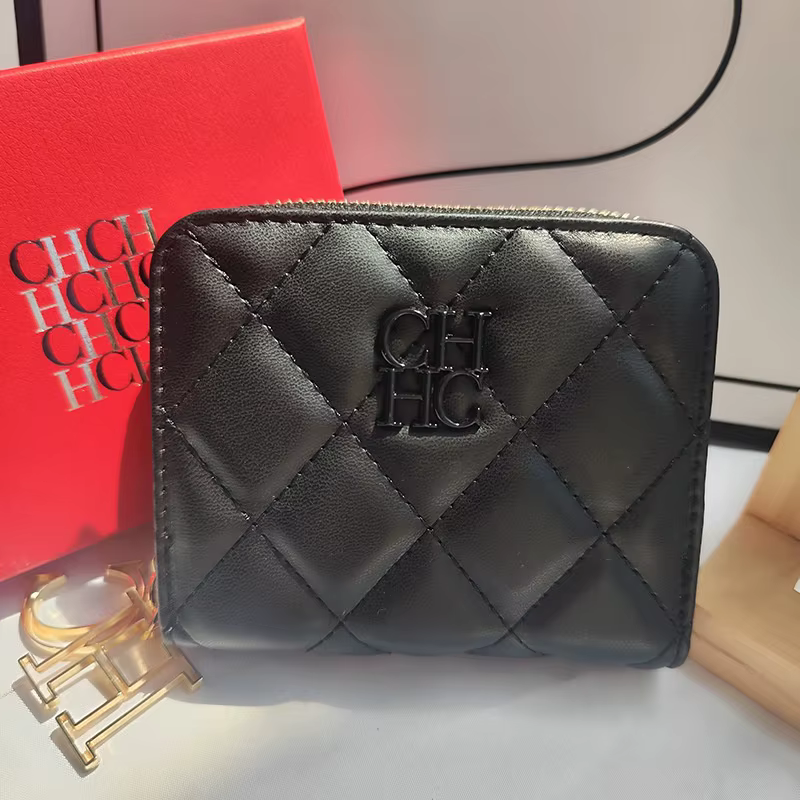 CHCH – portefeuille court de couleur unie pour femmes