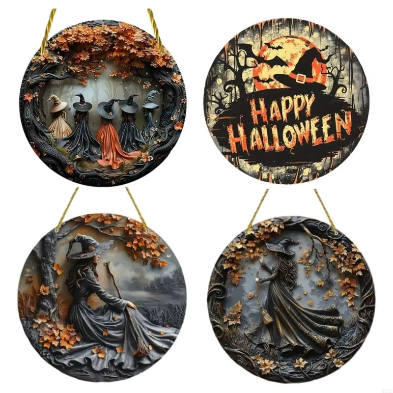 Halloween Wooden Porch Decoration Witch Match Porte d'entrée Porte suspension pour les festivals fête intérieure b03e