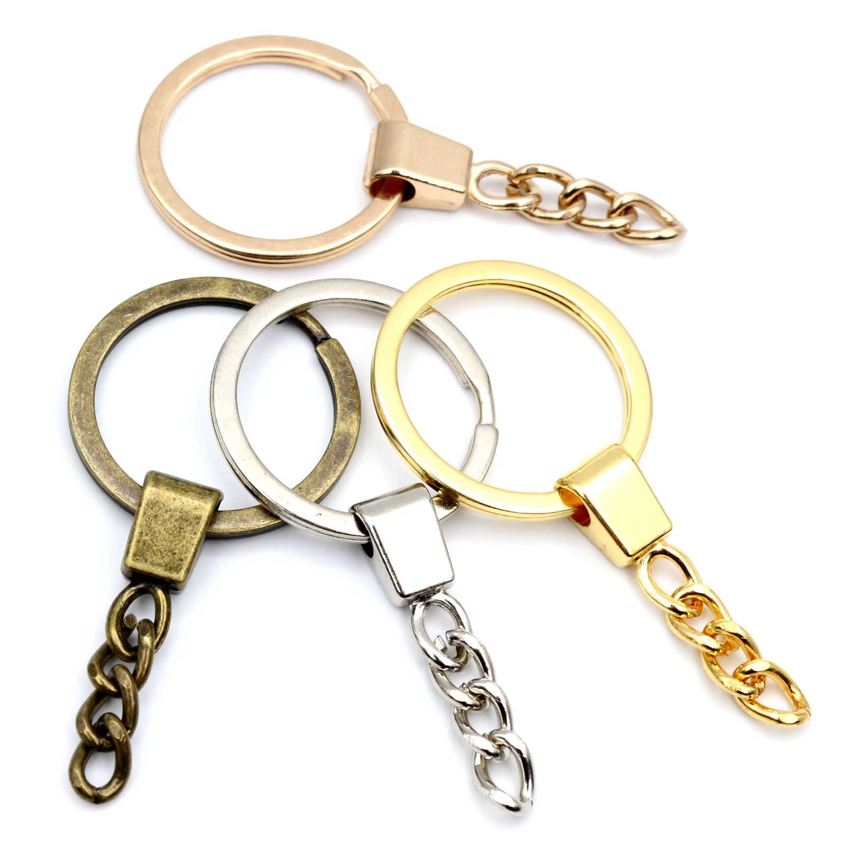 10pcs trousseau accessoires 30mm anneau avec 50mm longue chaîne porte-clés