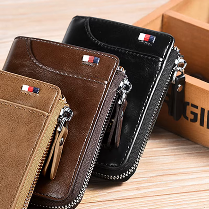 Portefeuille en cuir multifonctionnel personnalisable pour porte-cartes et cartes d'identité
