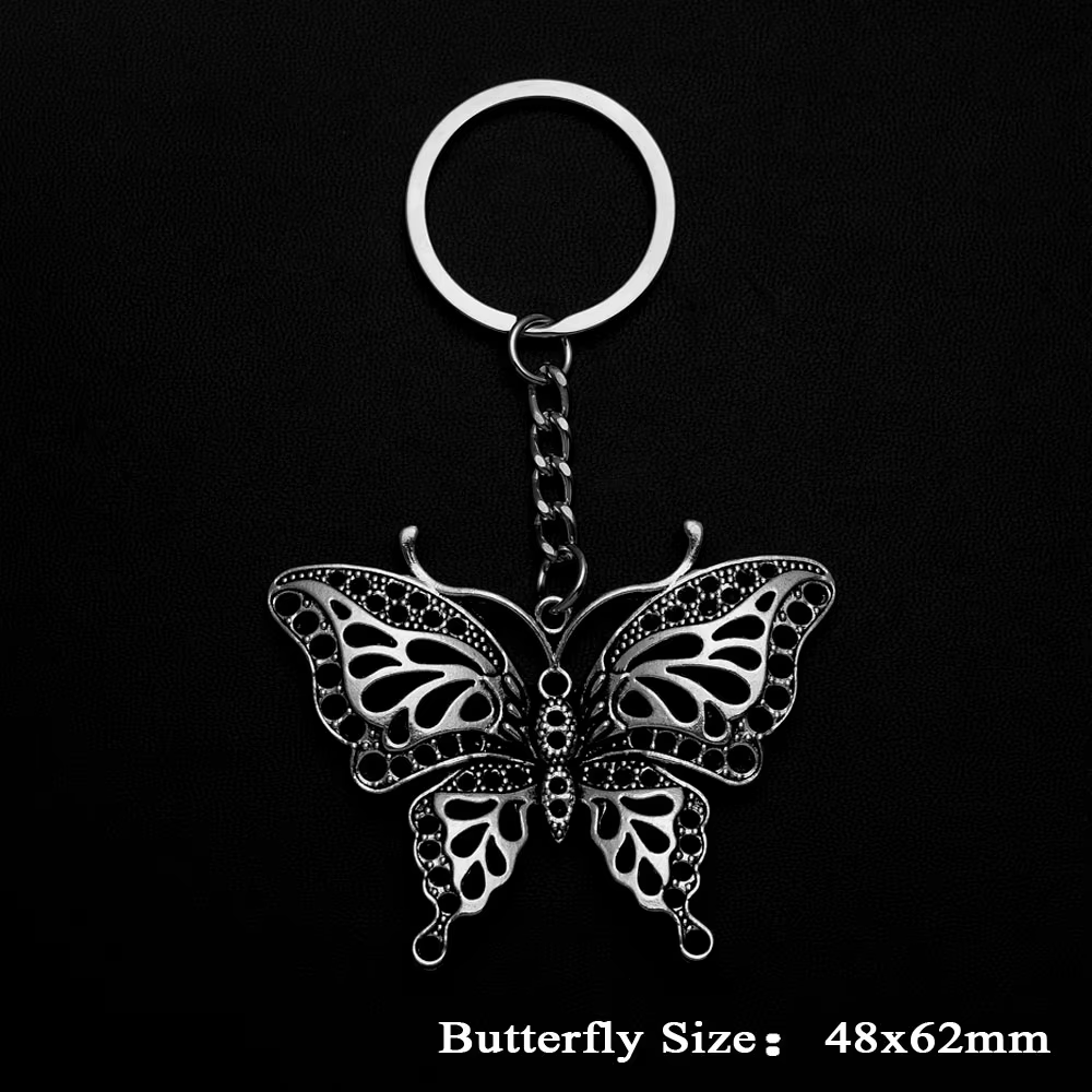 Porte-clés à breloques papillon, pendentifs esthétiques, bijoux, cadeau de vacances, anneau de chaîne pour femmes, sac de petite amie, voiture
