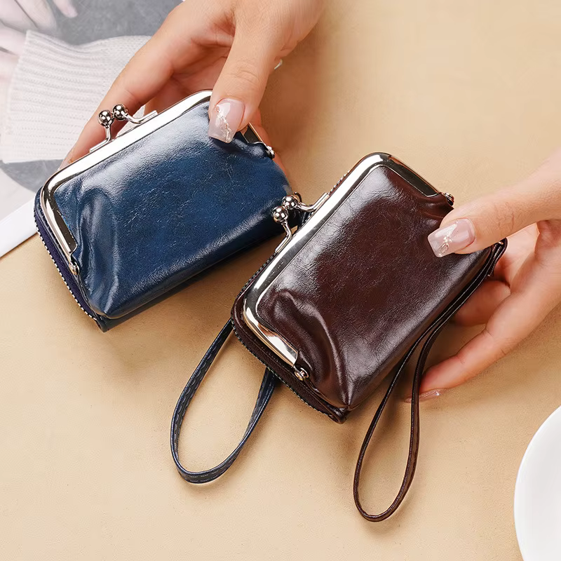Petit portefeuille compact en cuir PU pour femme