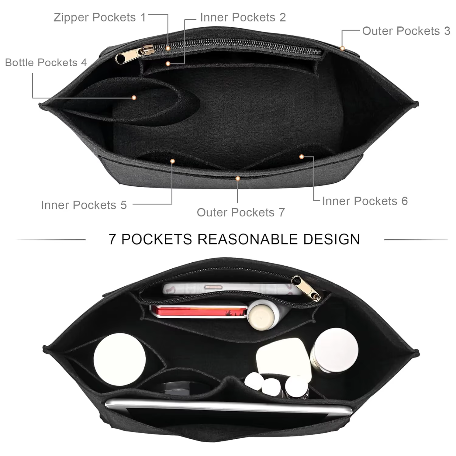 Insert de sac à main en feutre, insert de sac à main Longchamp Le Pliage
