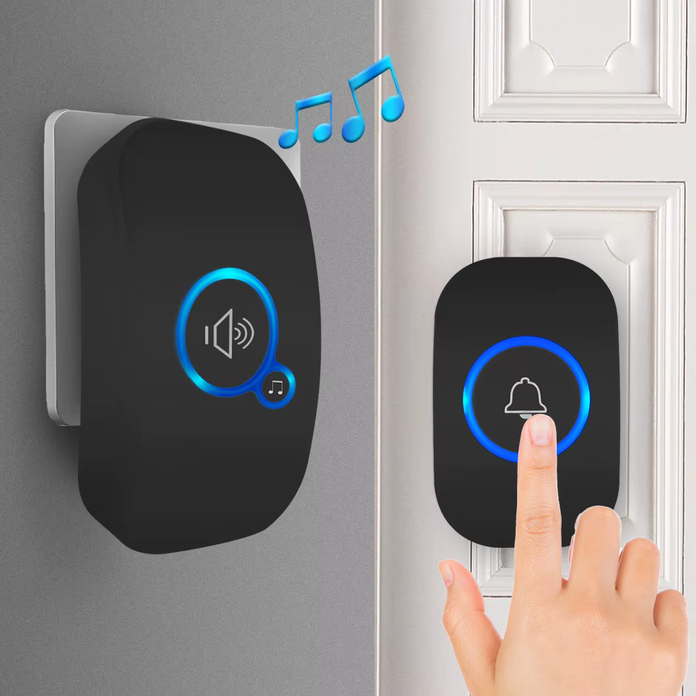 Kit de carillon de porte étanche FullHouse, sonnette sans fil, comprend un émetteur à bouton-poussoir et un récepteur enfichable