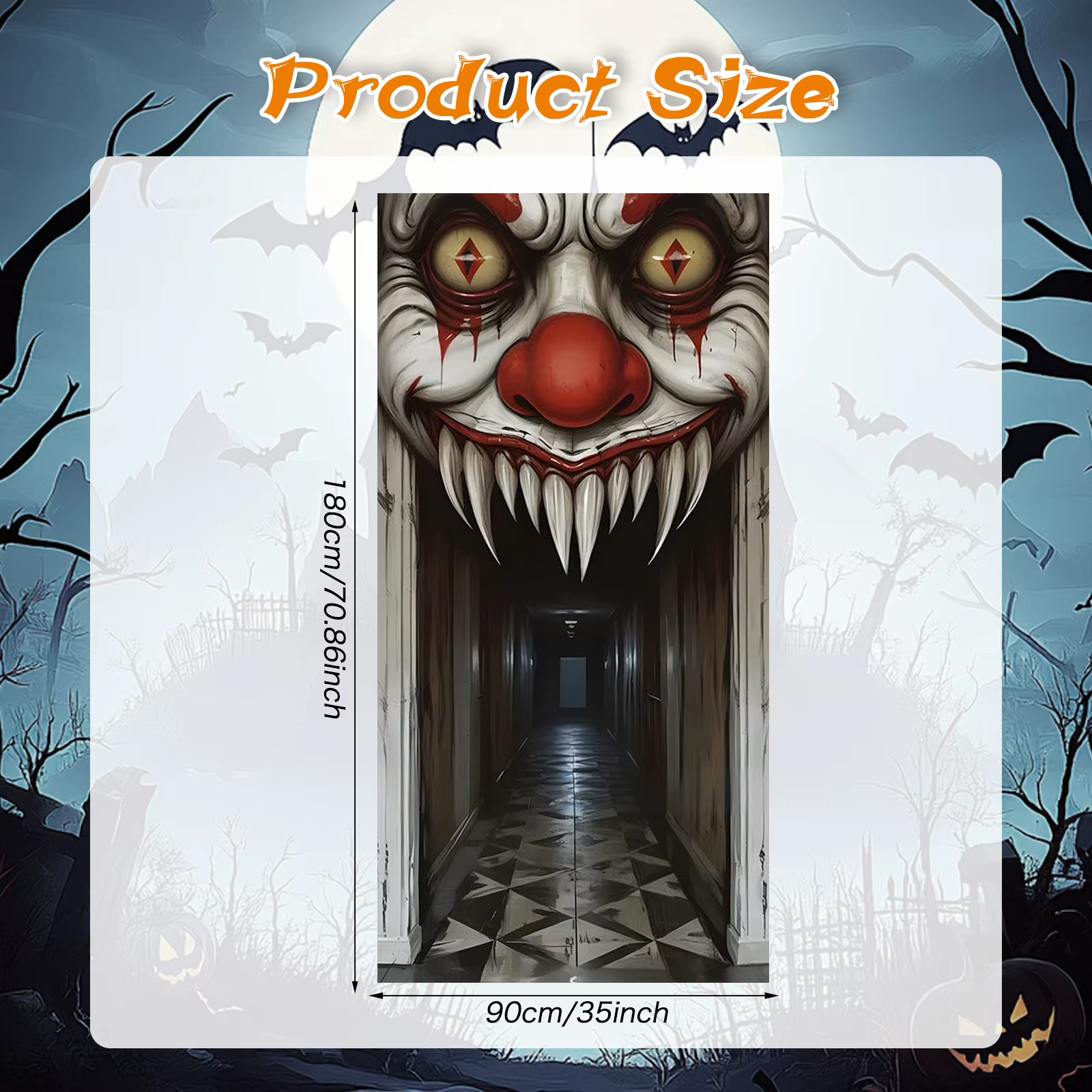 Couverture de porte de décorations d'Halloween, décoration murale sur le thème de la sorcière effrayante et du zombie, décoration sur le thème de la maison hantée intérieure et extérieure, scen 2D