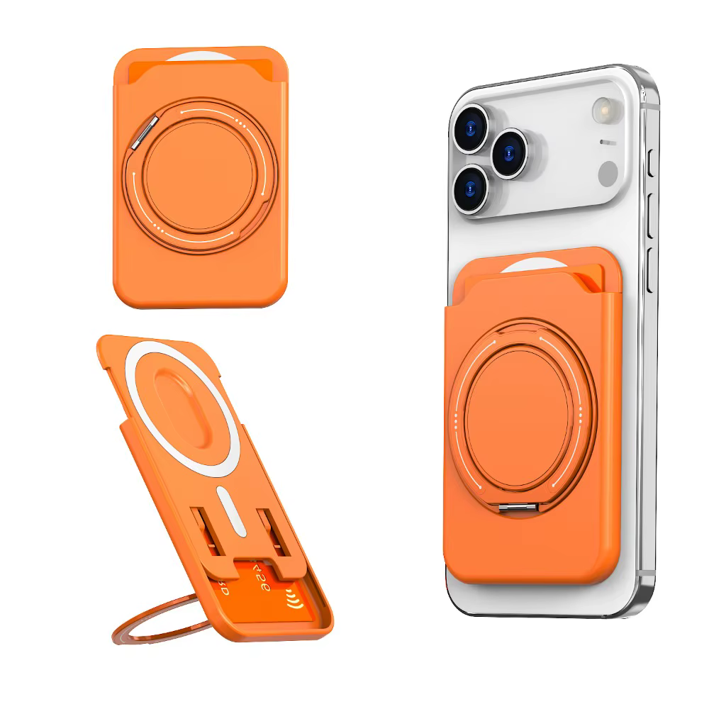 Portefeuille porte-cartes magnétique avec anneau rotatif à 360 degrés