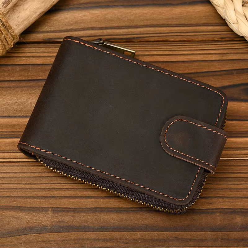 Luufan hommes porte-carte de crédit en cuir véritable sac à main pour cartes étui court portefeuille moraillon