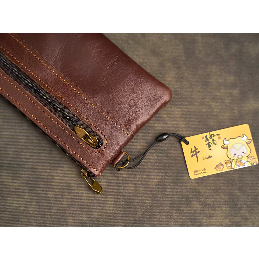 Porte-monnaie en cuir véritable pour hommes et femmes