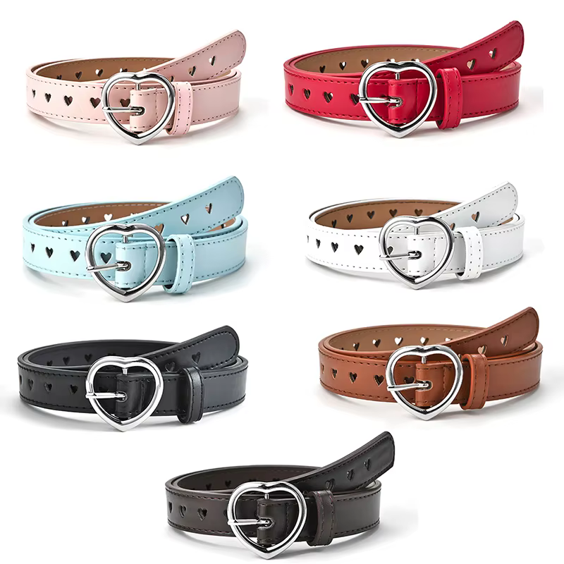 Ceinture squelette pour femme avec boucle cœur
