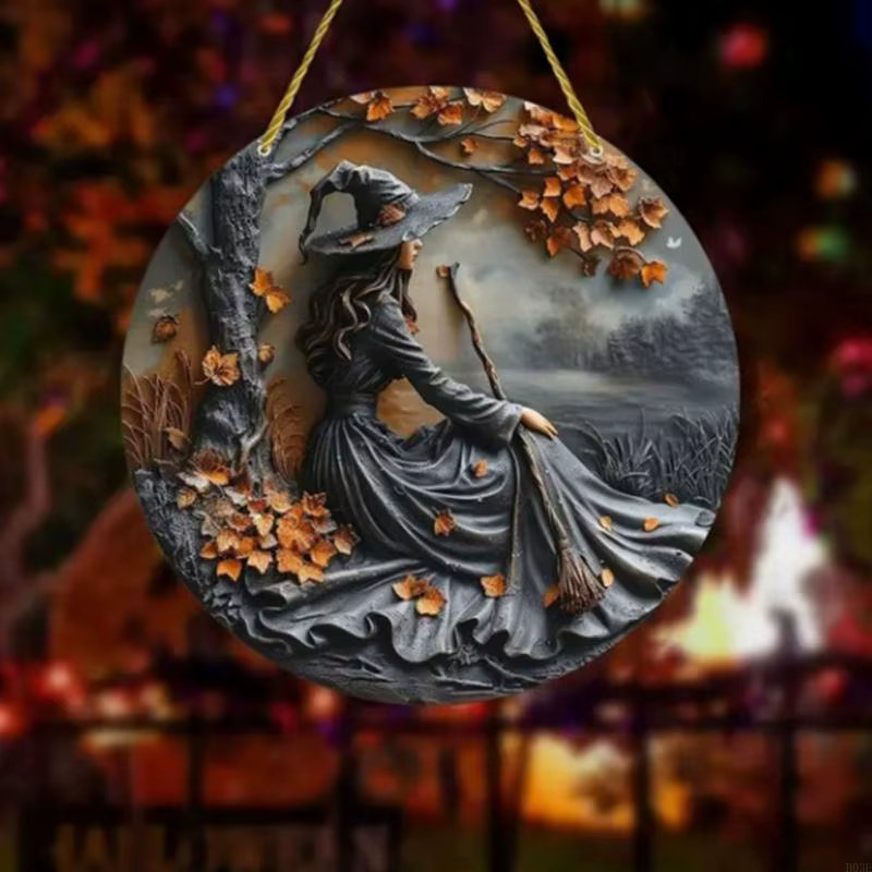Halloween Wooden Porch Decoration Witch Match Porte d'entrée Porte suspension pour les festivals fête intérieure b03e