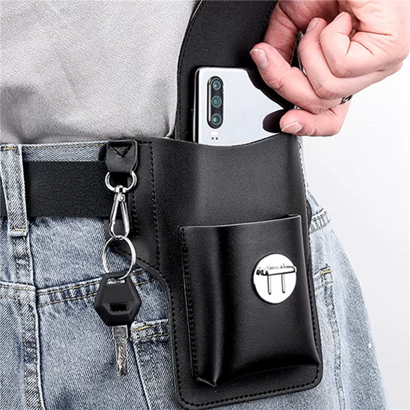 Sac de ceinture de téléphone en cuir Pu multifonctionnel