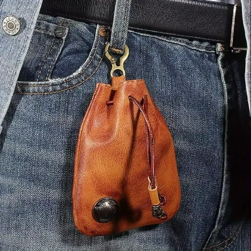 Portefeuille vintage en cuir tanné végétal