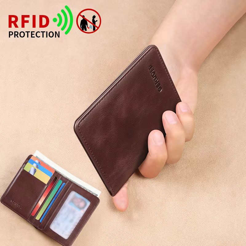 GERUOLA Portefeuille pour homme en cuir vintage – Blocage RFID ultra fin
