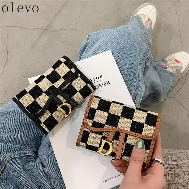 Nouveau noir blanc vérifier exquis haut de gamme multi-porte-carte pour les femmes mince étui à cartes Portable