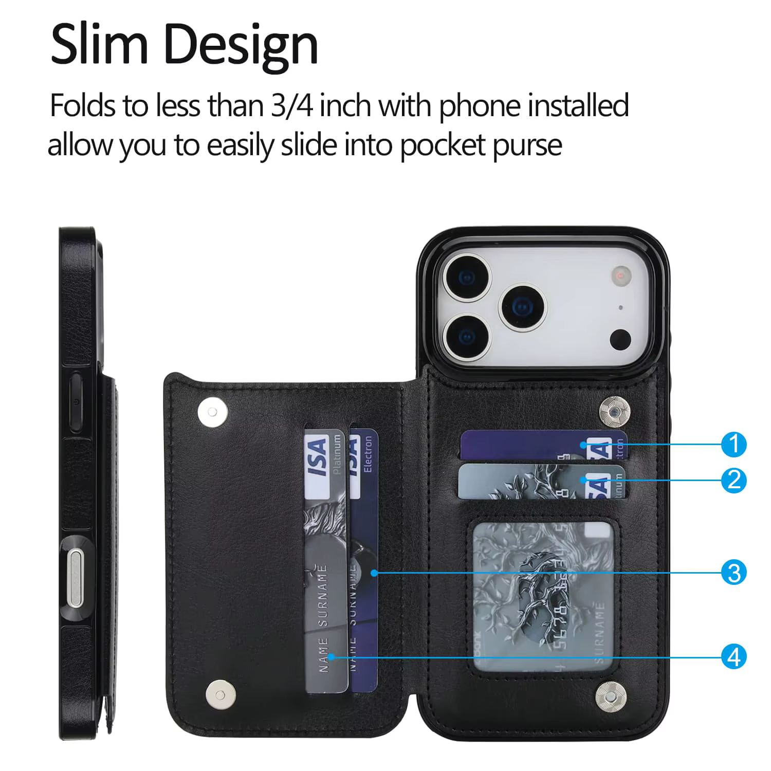 Étui portefeuille avec porte-carte pour iPhone 17/Air/17 Pro/17 Pro Max