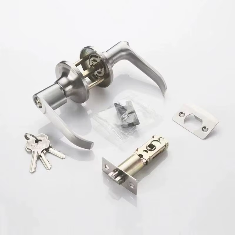Poignée de porte ronde avec serrure, bouton d'entrée à clé pour portes intérieures, chambre, salle de bain, sécurité, design antirouille